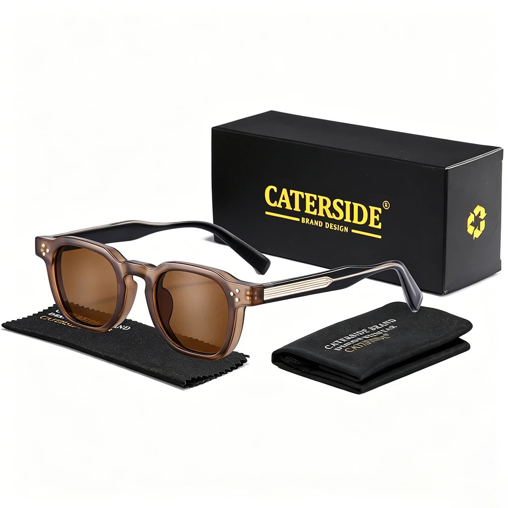 CATERSIDE New Vintage Men's Sunglasses High-Quality Square Sun Glasses Women's Outdoor Travel Beach Summer Fashion Glasses Uv400