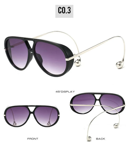 Vintage Oversized Pilot Sunglasses Unisex Double Bridge UV400 Protection Fashionable Punk Style Female Shades Popular Eyewear