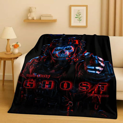 Classic Gun Game Call of Duty COD Ghost Simon Flannel Blanket,Ultra Soft Warm Plush Throw for Home Bedroom Bed Sofa Cover Kid