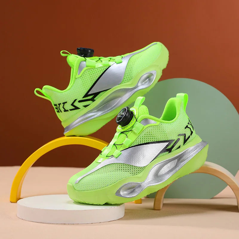 Zapatillas infantiles de moda con suela gruesa y suave, amortiguación elástica, calzado casual cómodo tipo tenis, nuevas zapatillas ligeras de malla para jogging