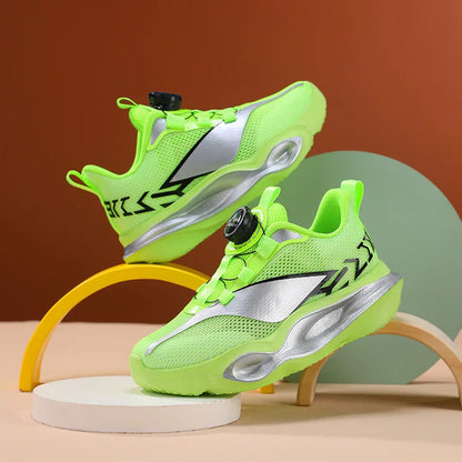 Zapatillas infantiles de moda con suela gruesa y suave, amortiguación elástica, calzado casual cómodo tipo tenis, nuevas zapatillas ligeras de malla para jogging