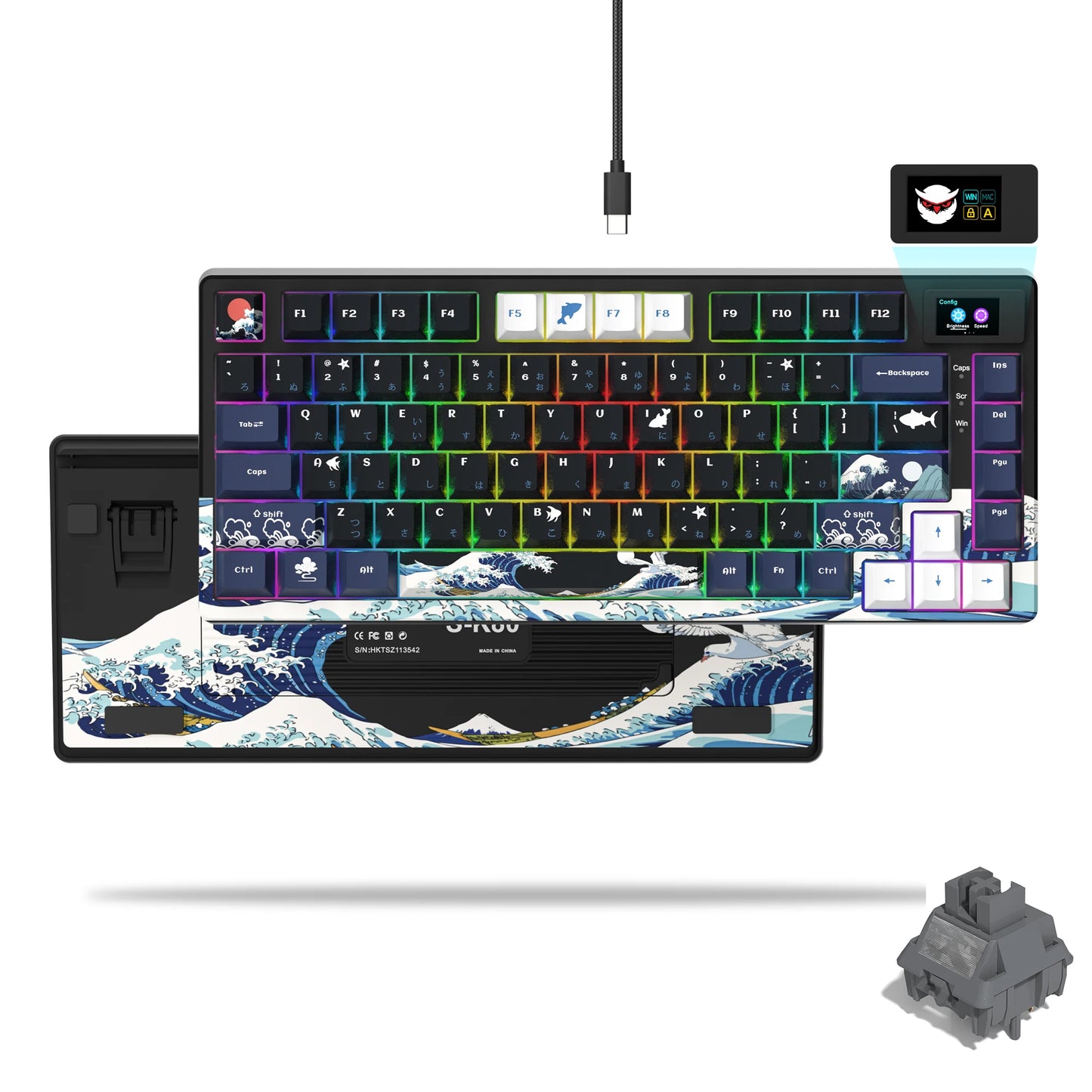 Womier S-K80 Keyboard Liquid 75% Hot Swap Keyboard with Color OLED Display Mechanical Gaming Keyboard Gasket Mount RGB for Windows