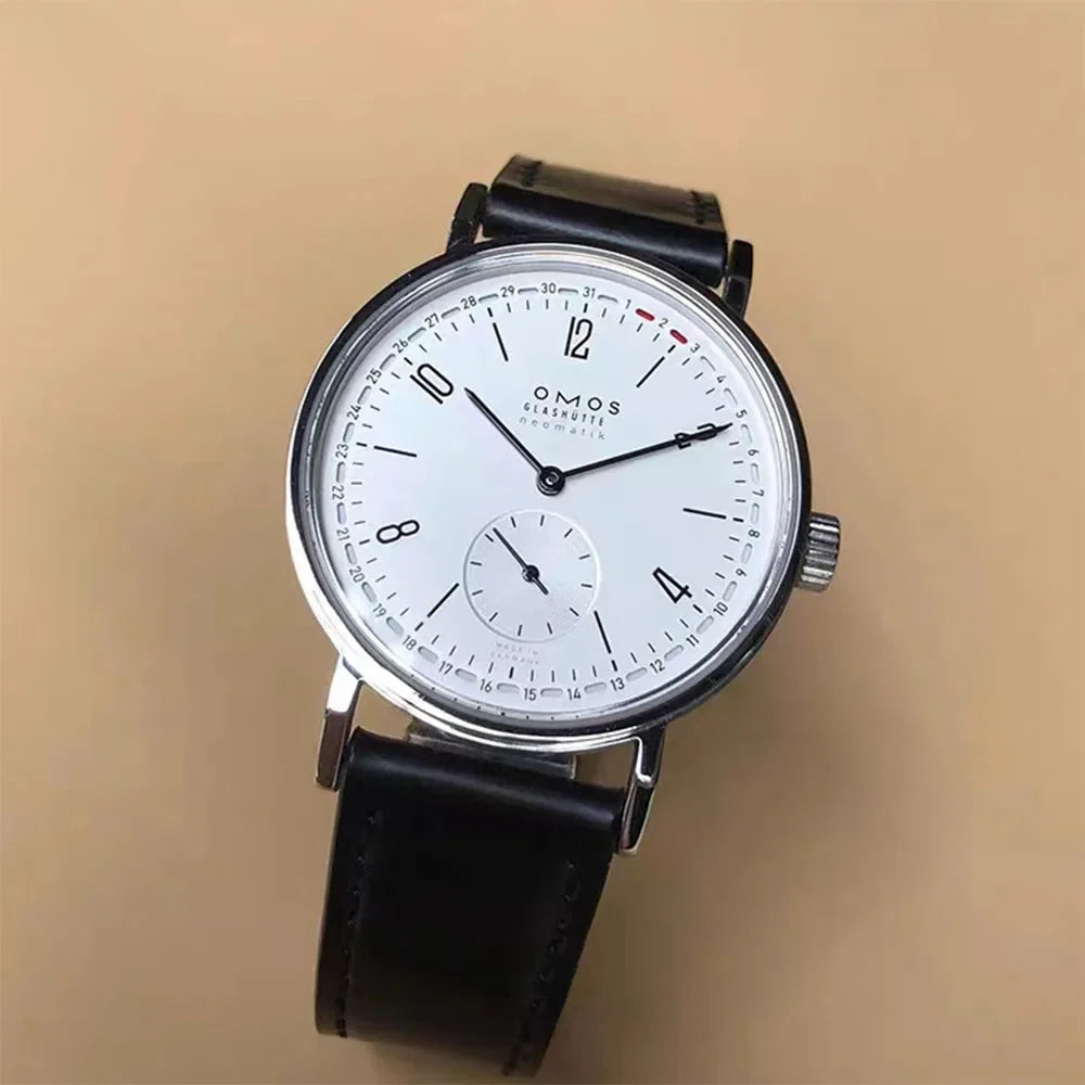 Men's 38mm automatic mechanical watch, compatible with Sea-Gull ST1731 movement, featuring a calendar, water resistance, and a t