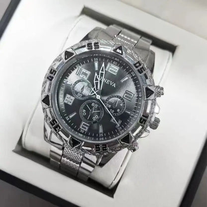 High Quality Stainless Steel Watchband Men Wristwatch Luxury Casual Quartz Watch Large Dial Business Watch