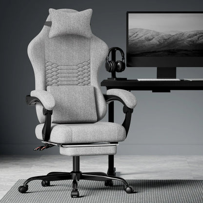 Gaming chairs, office chairs, desk chairs, and swivel chairs. Made with breathable fabric, equipped with 360° swivel casters and seats for easy movement, and featuring soft and comfortable cushions.