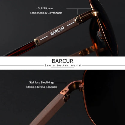 BARCUR Polarized Mens Sunglasses Pilot Sun Glasses for Men Accessories Driving Fishing Hiking Eyewear Oculos Gafas De Sol