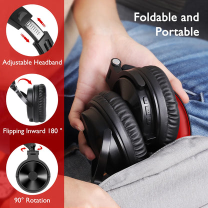 OneOdio Pro-M Wireless Gaming Headphones Bluetooth 5.2 HiFi Stereo Headset 110H Playtime with Mic, Deep Bass Foldable Over-Ear Headphones