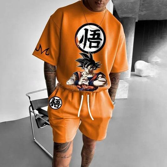 2026 Cartoon Dragon Ball T-Shirt für Kinder, zweiteiliges Sommer-Set mit T-Shirt und Shorts, Jungen-T-Shirt + Shorts, Strandhose