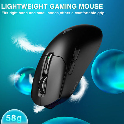 Mouse wireless tri-mode SOLAKAKA SM820 con dock di ricarica magnetico, RGB, PAW3311, 24000DPI, macro gaming, ultraleggero