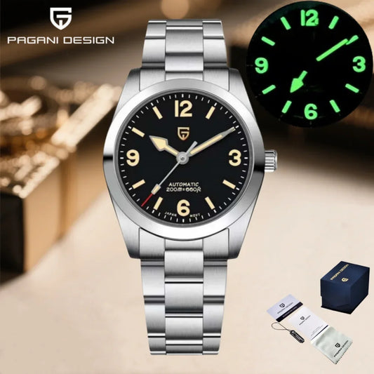 PAGANI DESIGN 2026 New 36MM Men Automatic Mechanical Watches   Sapphire Stainless Steel AR Coating 20Bar Clock Watch