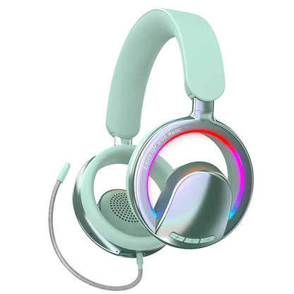 Casque de jeu sans fil à oreilles libres avec éclairage RGB, Bluetooth 6.0 à faible latence, micro détachable, batterie 20H, haut-parleur audio 40mm