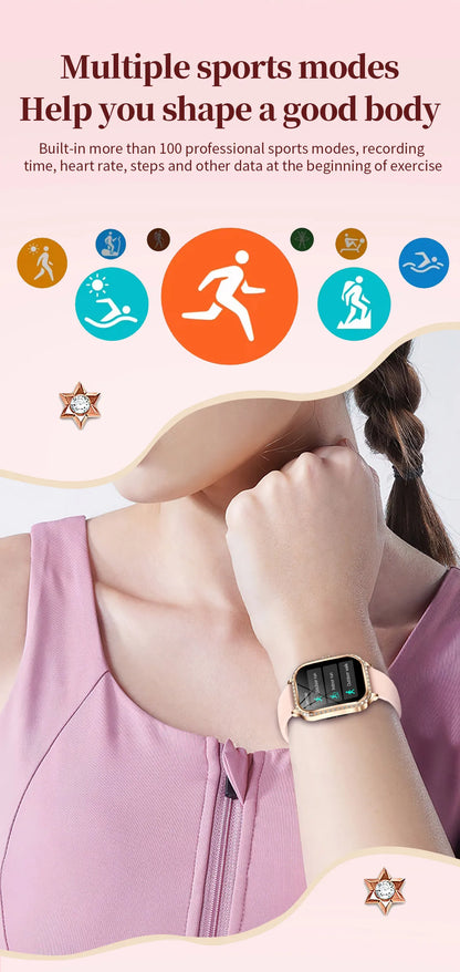 LIGE New Luxury Smart Watch Heart Rate Monitor Fashion Ladies Bracelet 2024 Bluetooth Call Smartwatch Womoen For Android IOS