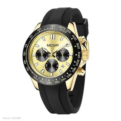 MEGIR Herrenuhr, Luxusmarke, Quarz-Sportuhr, Edelstahlarmband, wasserdicht, Chronograph, Armbanduhr