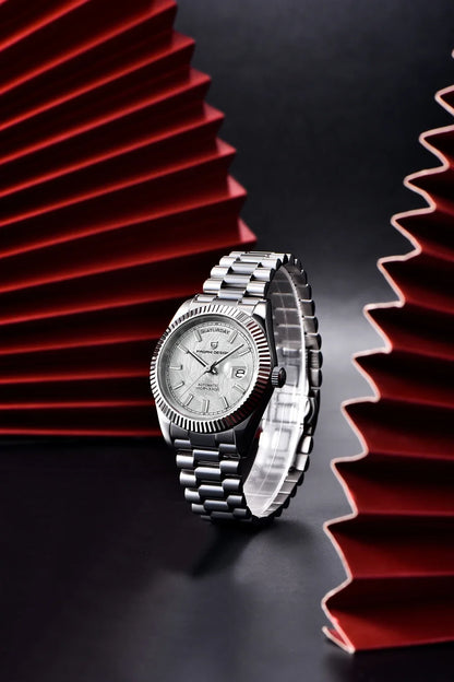 Montre PAGANI DESIGN DD40 pour homme – Modèle en or rose, montre-bracelet mécanique de luxe, mouvement automatique, verre saphir avec traitement antireflet, étanche