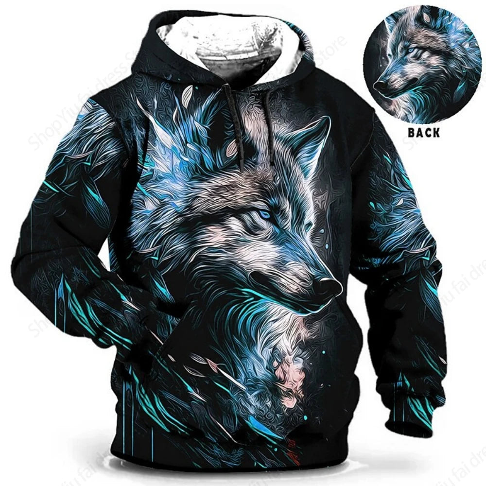 Vintage Hoodies For Men Wolf Bee Animal Pattern 3d Print Hoodie Men Fashion Hoodie Sweatshirt Boy Coat Women Sweat 6xl Tracksuit