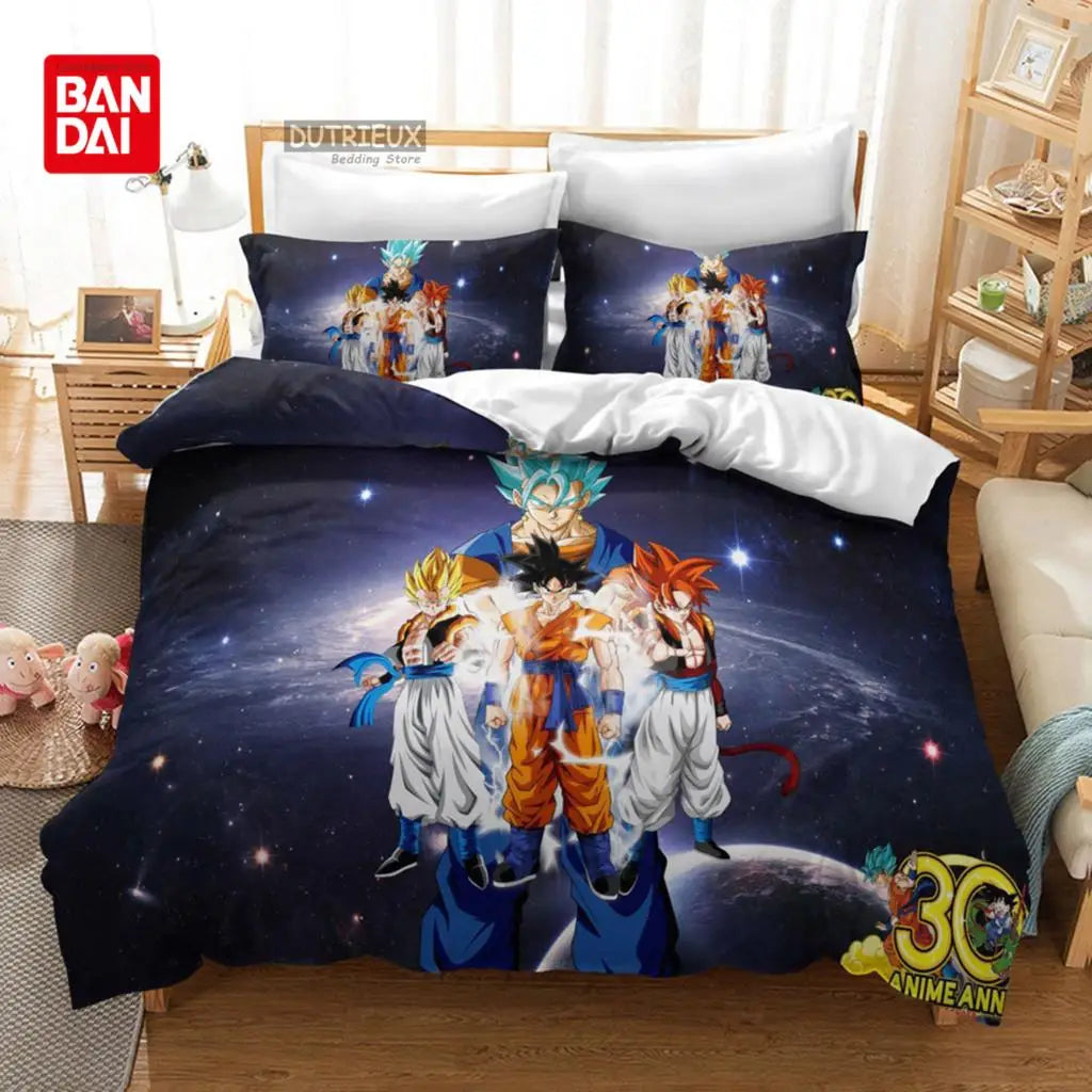 „Bandai Anime“ „Dragon Ball“ patalynės komplektas „Goku“ antklodės užvalkalas, antklodės užvalkalas, „Queen“ ir „King“ dydžių, miegamojo tekstilė, vaikams, berniukams, suaugusiems, dovana