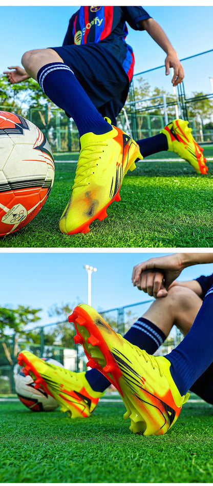 New Men Football Boots FG Non-Slip Long Spikes Soccer Shoes Training Shoes Soccer Cleats Ultralight Outdoor Drop Shipping