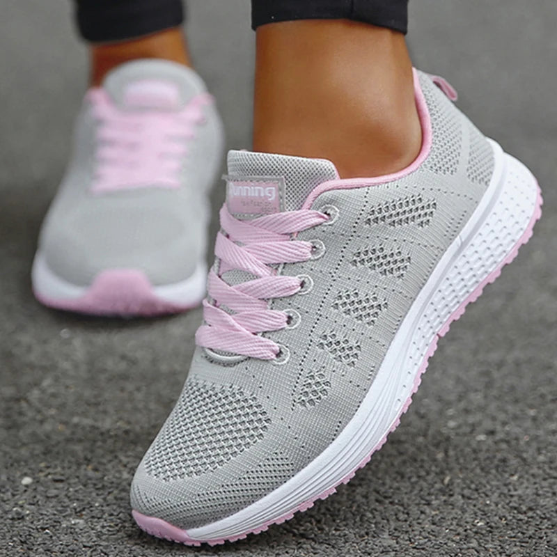 Zapatos planos para mujer, zapatos con cordones, zapatillas deportivas informales, zapatos blandos para mujer, tallas grandes