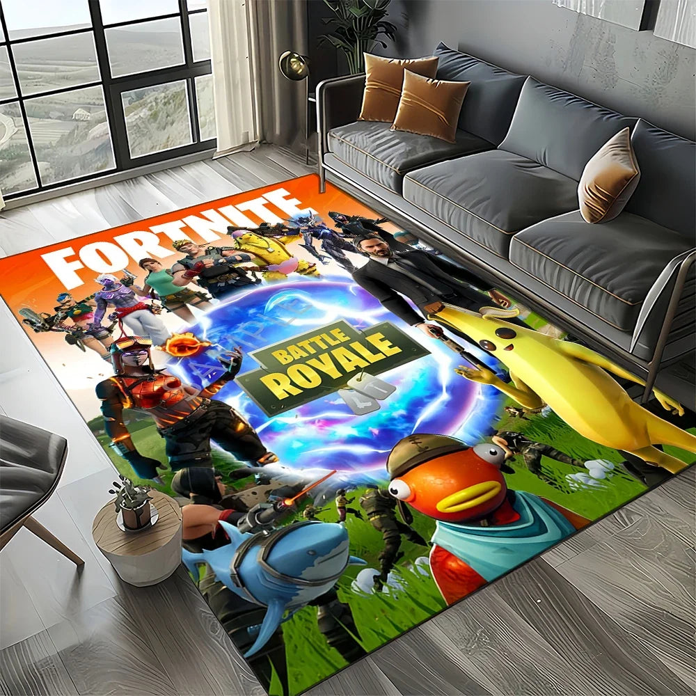 2025 Games 3D F-Fortnite анимационен килим за хол, спалня и декорация до дивана у дома, детски килим за игра, неплъзгаща се постелка за под