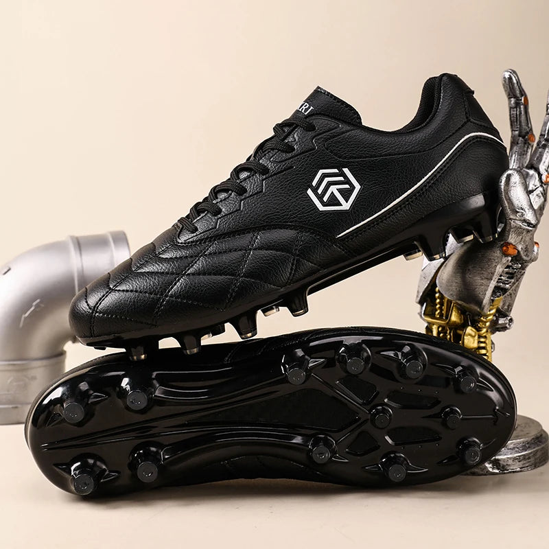 Men Long Spike Football Soccer Boots Outdoor Male Gym Training Sneakers Big Size Black White for Teenager Sports