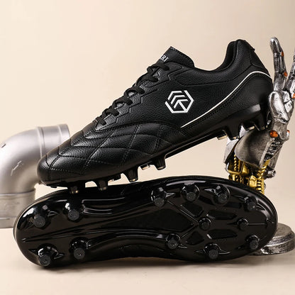 Men Long Spike Football Soccer Boots Outdoor Male Gym Training Sneakers Big Size Black White for Teenager Sports