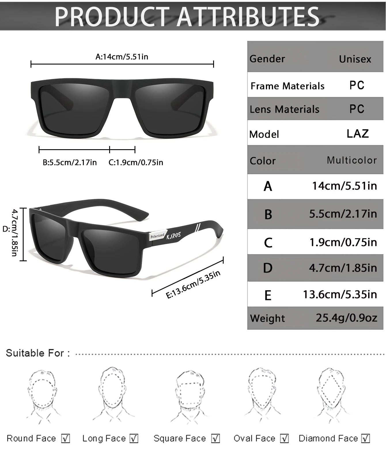 KAROS Fashion Polarized Sunglasses Men Women Luxury Driving Fishing Travel Vintage Square Sun Glasses For Man UV400 Eyewear