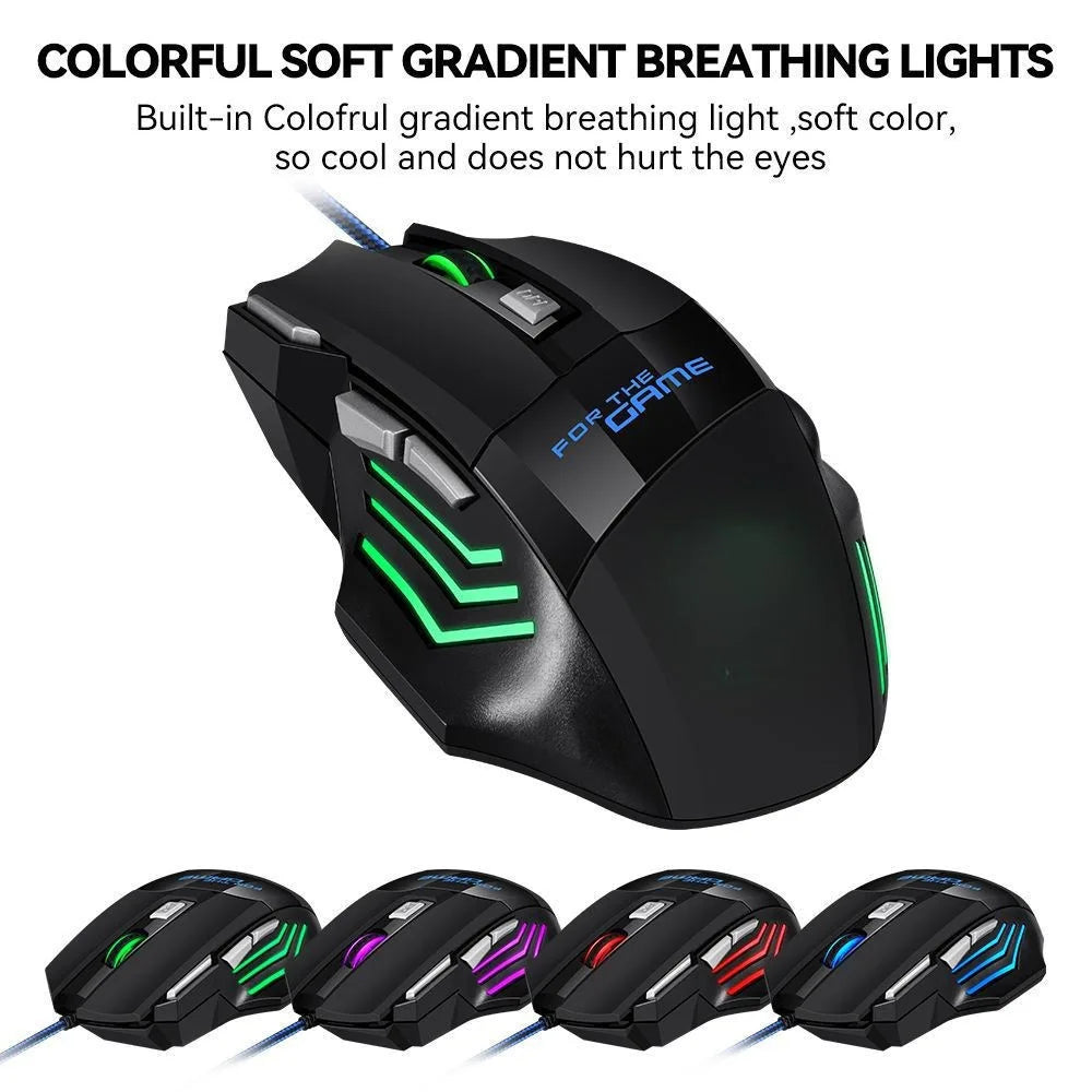 1 szt. nowa ultraszybka mysz gamingowa USB RGB z podświetleniem, ergonomiczna mysz dla graczy 7D Esports, przewodowa mysz do laptopa i PC Gamer