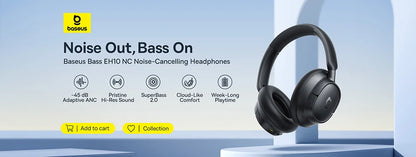 Baseus Bowie D05 Wireless Bluetooth 5.3 Headphones – HiFi Stereo Foldable 70H Battery Over-Ear Headset with Deep Bass & Dual Connection