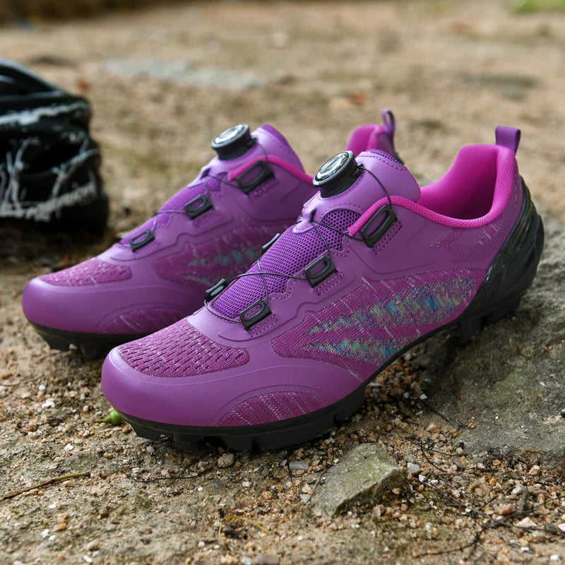 Mtb Cycling Shoes Men Women T03 Purple Breathable Speed Self-Locking Road Cycling Sports Shoes Outdoor Racing Training Sneakers
