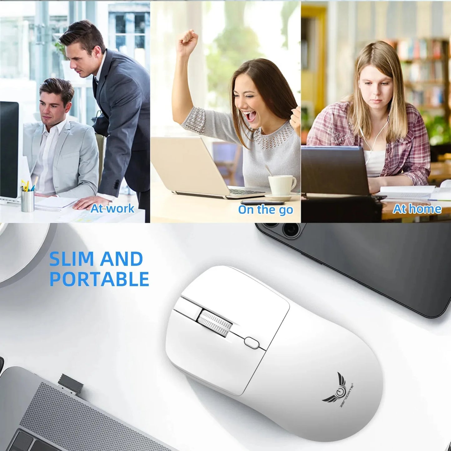 Wireless Mouse 2.4G Ergonomic Gaming Mouse Mouse Rechargeable 800/1200/1600DPI Mice for E-Sports Office Desktop Computers Laptop