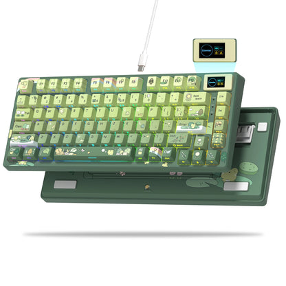 Womier S-K80 Keyboard Liquid 75% Hot Swap Keyboard with Color OLED Display Mechanical Gaming Keyboard Gasket Mount RGB for Windows