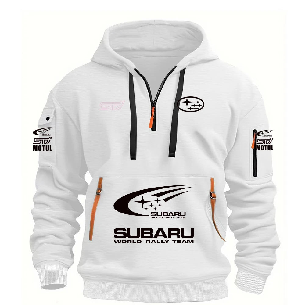 2026 New SUBARU Racing European Size Autumn/Winter Men's Hooded Kangaroo Pocket Hooded Sports Fleece Hoodie Top Coat