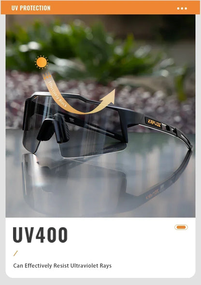 Kapvoe Fotochromowe okulary rowerowe dla mężczyzn Okulary modowe Rower górski Rower szosowy Okulary do jazdy na świeżym powietrzu Okulary sportowe MTB