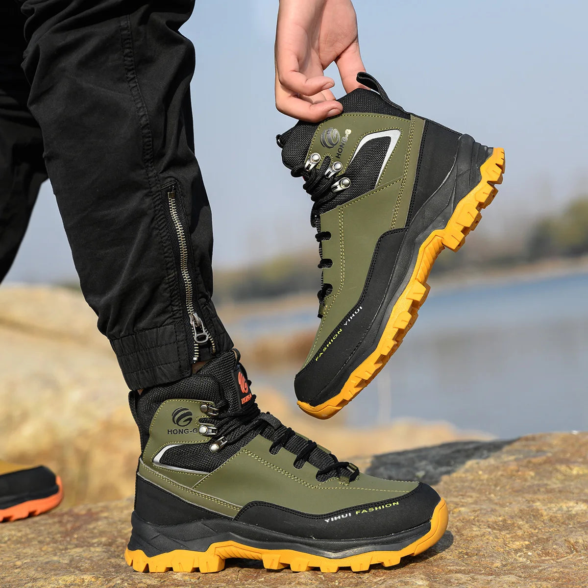 Chaussures de sécurité à embout en acier pour hommes, bottes de travail anti-perforation, chaussures de protection antidérapantes, chaussures de sport pour hommes