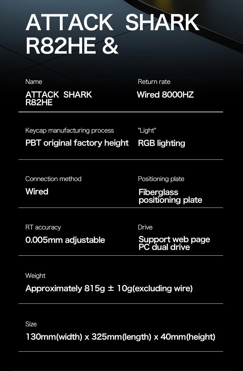 Attack Shark R82HE Wired RGB Magnetic Switch Keyboard, 256K Scan Sampling Rate, Accuracy 8K Return Rate