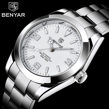BENYAR 2025 Nuovo orologio meccanico automatico da uomo, stile business e sportivo di lusso, impermeabile 50M, orologio da uomo