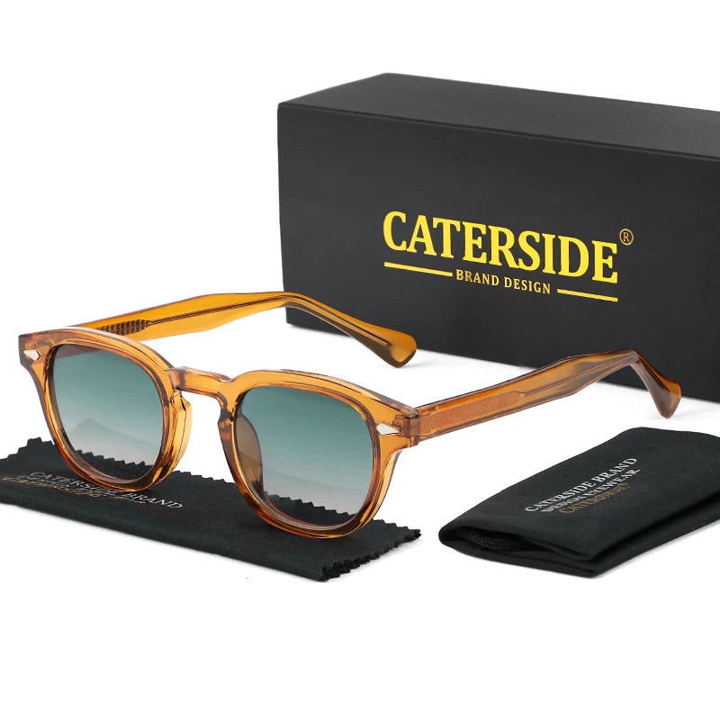 CATERSIDE Retro Small Circular Sunglasses Men Punk Propionic Luxury Brand Design Sun Glasses Women Business Party Eyewear UV400
