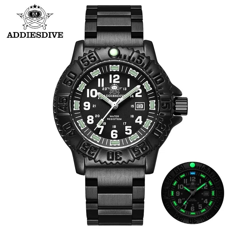 ADDIESDIVE Men’s Luxury Military Sport Quartz Watch  Luminous Dial, Rotating Bezel, Nylon Strap & 50M Water Resistant