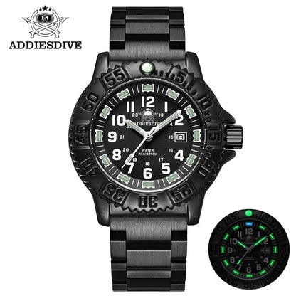 ADDIESDIVE Men’s Luxury Military Sport Quartz Watch  Luminous Dial, Rotating Bezel, Nylon Strap & 50M Water Resistant