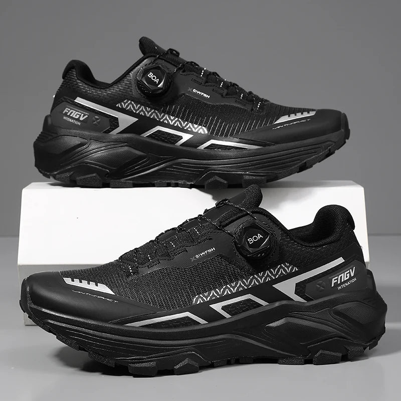 Chaussures de course pour hommes avec boucle rotative, baskets légères en maille respirante pour hommes, chaussures de sport décontractées imperméables pour la salle de sport et l'entraînement