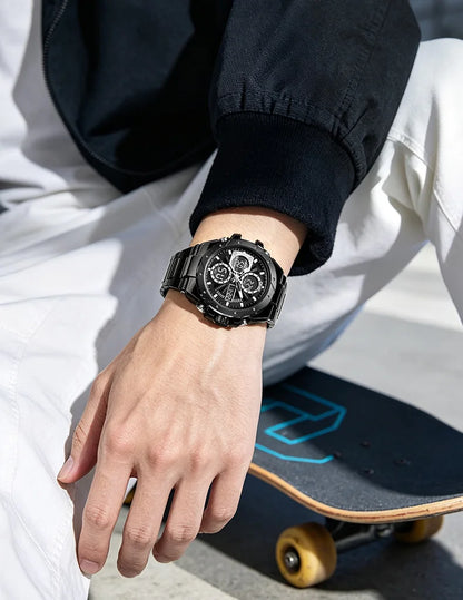 SMAEL 8160 Men’s Watch – Military-style sports model, analogue and digital, stainless steel – Water-resistant, with LED display, alarm, chronograph and stopwatch