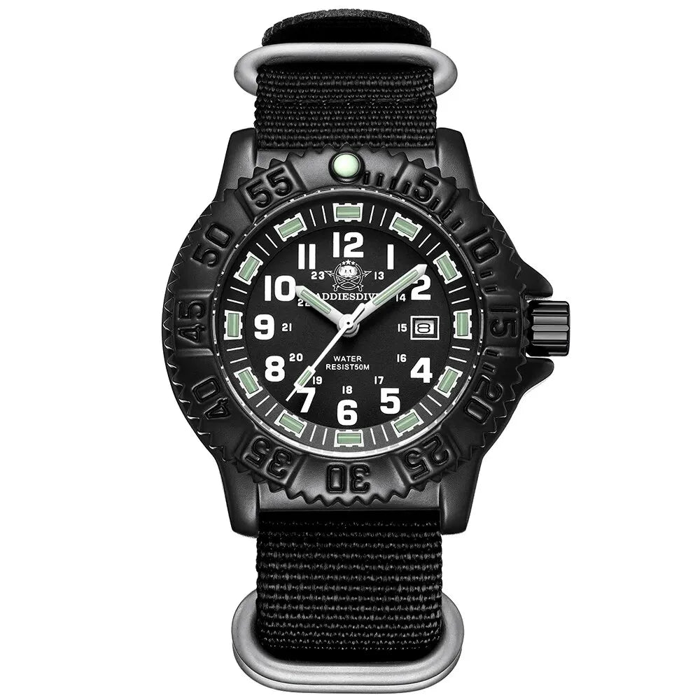 ADDIESDIVE Men’s Luxury Military Sport Quartz Watch  Luminous Dial, Rotating Bezel, Nylon Strap & 50M Water Resistant
