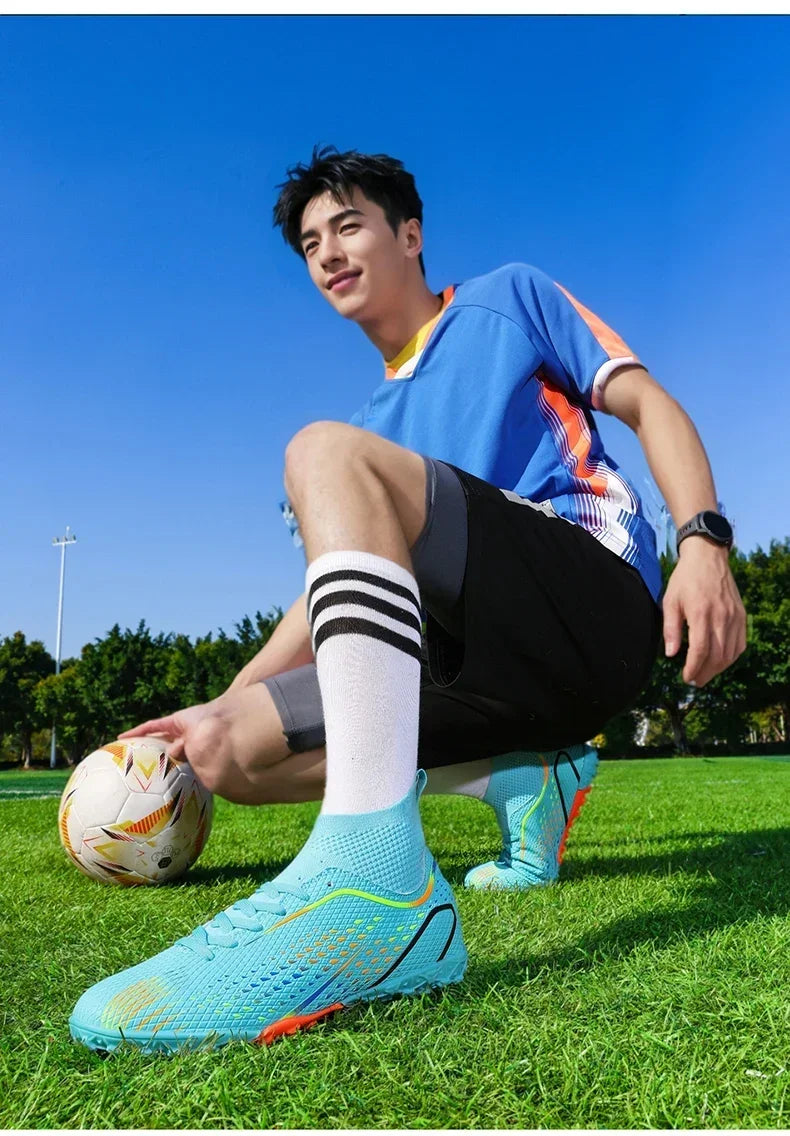 Chaussures de football FG/TF pour homme, bottes de football d'entraînement en plein air, baskets pour femme, chaussures de sport ultralégères antidérapantes, crampons de football pour terrain synthétique, grande taille