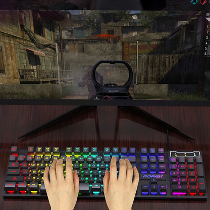 104 Keys USB Wired Keyboard RGB Mechanical Gaming Keyboard Ergonomic Esports Keyboard Computer Accessory for Laptop Macbook
