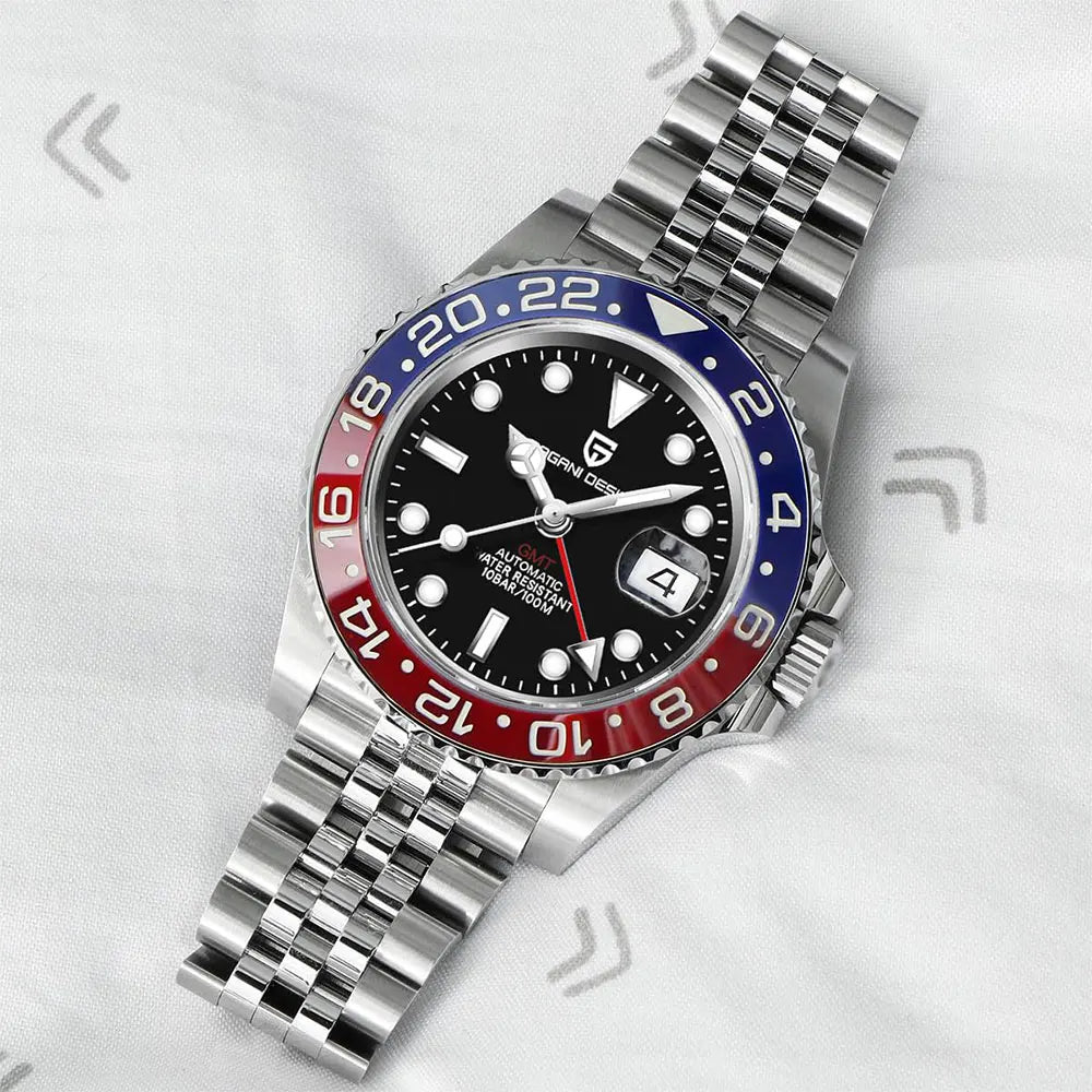 New PAGANI DESIGN Top Brand GMT Mens Wristwatch Sapphire Glass Automatic Men's Watch 100M Waterproof 40mm Men Mechanical Watches