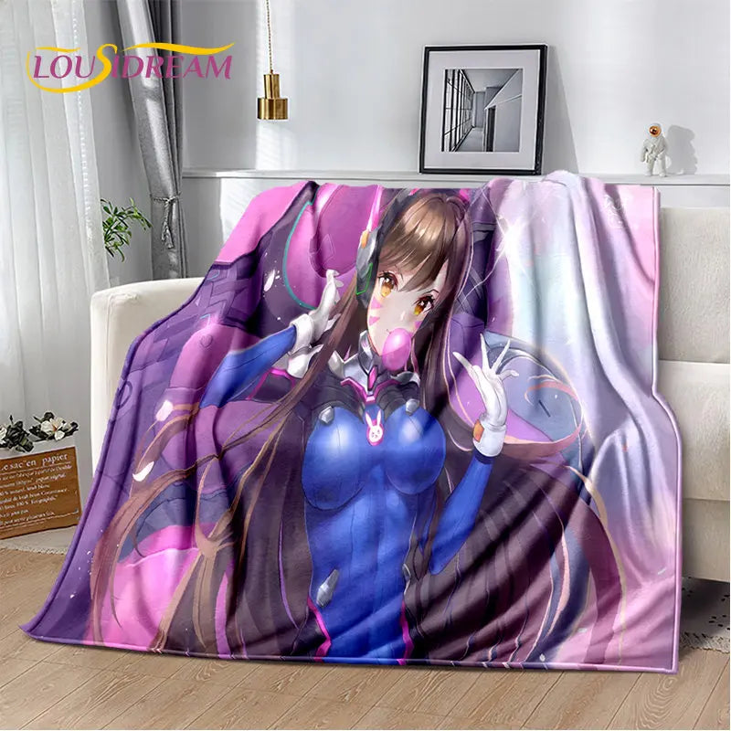 Меко плюшено одеяло Overwatch Game Gamer DVA Reaper, фланелено одеяло за хол, спалня, легло, диван, пикник, дете, 3D