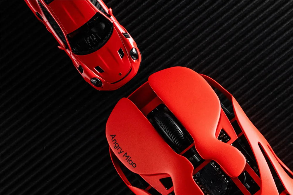 Angry Miao Infinity Gaming Wireless Mouse Hot-Swappable Metal Ultralight Hollow PAW3950 Dual 8K Wired Tri-Mode Orange