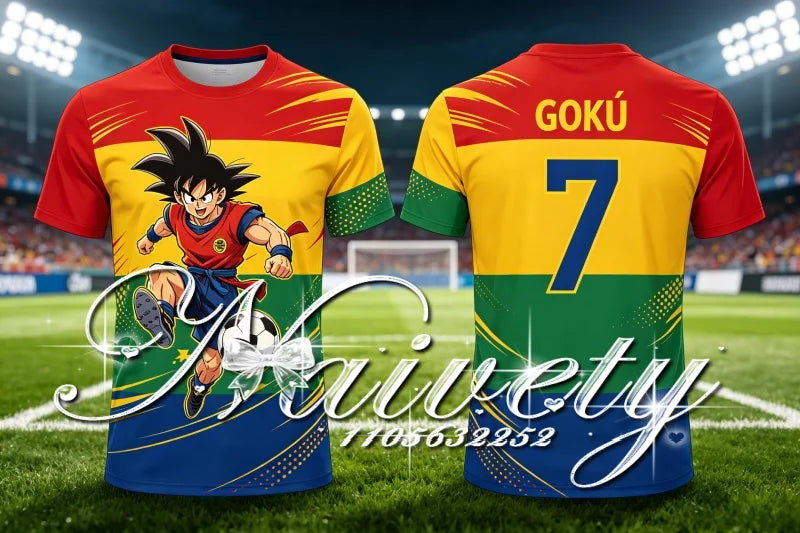 Sommer-T-Shirt „Dragon Ball Goku“ mit 3D-Print, schnell trocknend, Unisex, Retro-Manga-Jersey, Herren und Damen, Fußball, Kurzarm, Streetwear