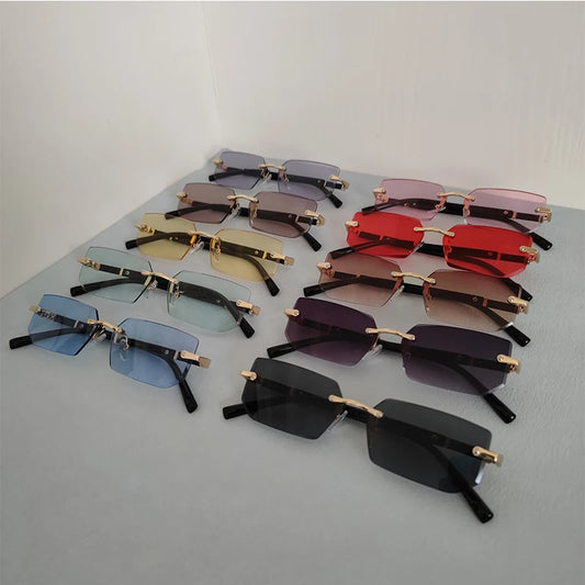 10 Pairs Per Set Wholesale Sunglasses For Women Fashion Rectangle Rimless Outdoor Eyewear Simple Casual Square Sun Glasses