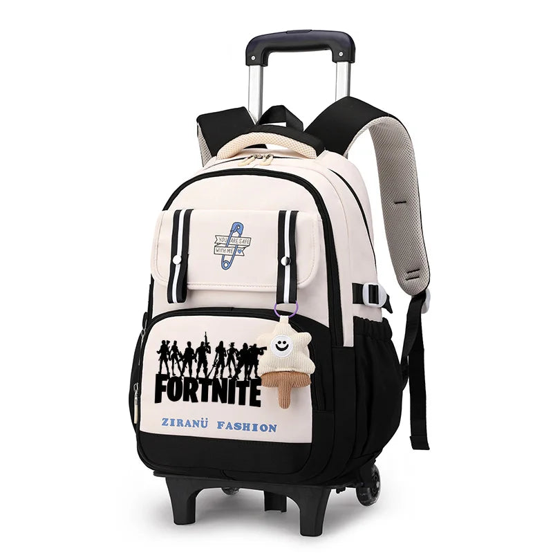 Fortnite Student Rolling Backpack Large Capacity Waterproof Lightweight Design Minimalist Laptop School Bag Casual Travel Bag